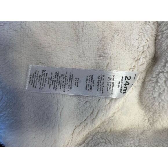 Carters baby Sherpa Lined hooded gray neutral toned cardigan jacket 24 months - Picture 5 of 6